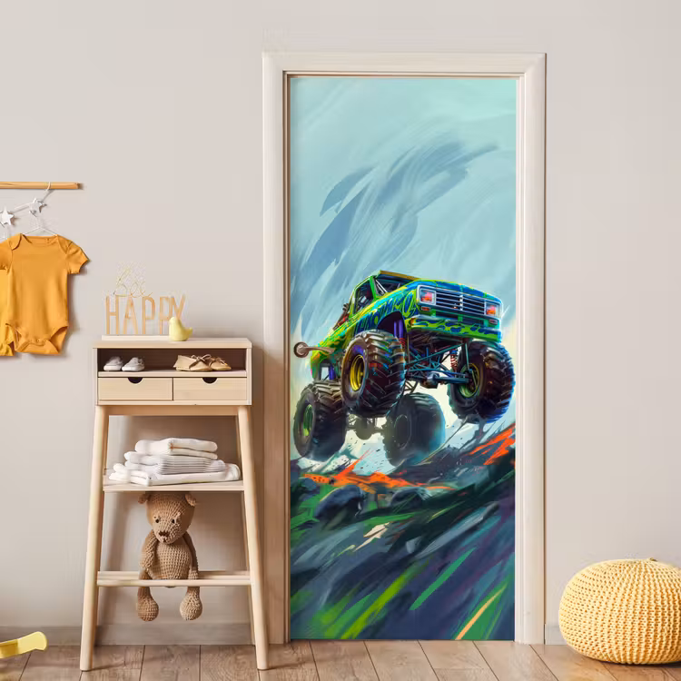 Monstertruck - Auto - Jongens - Groen deurposter klein -sfeer4