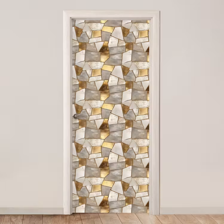 Mozaïek - Marmer - Goud deurposter klein 289 -3d_beige