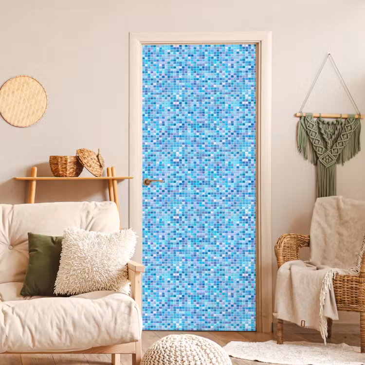Mozaïek - Patroon - Turquoise deurposter klein 289 -sfeer2