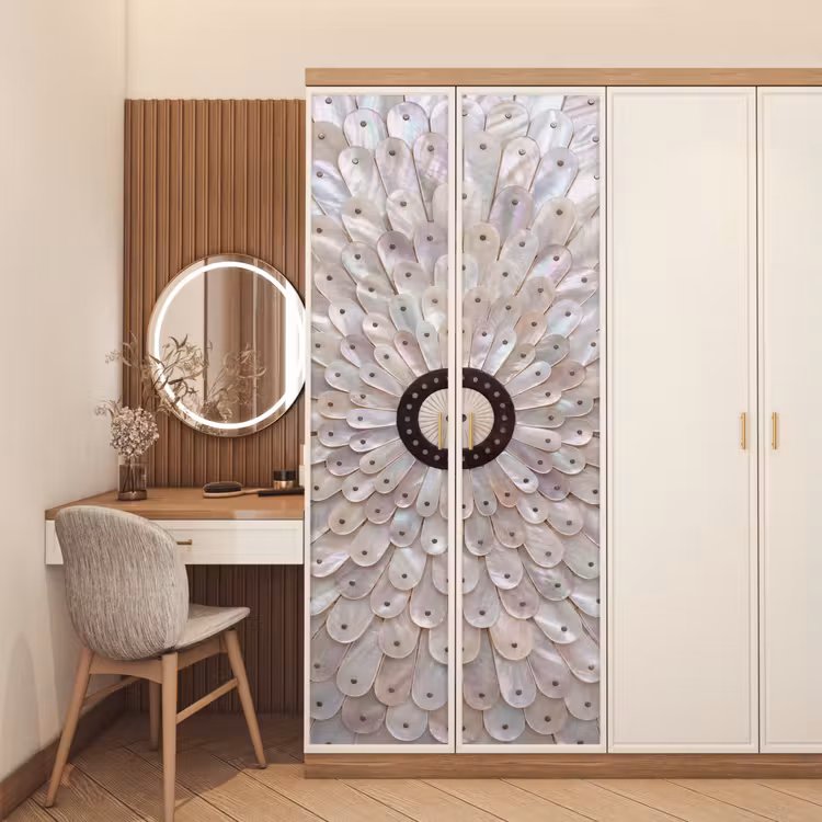 Parelmoer - Patroon - Decoratie - Ambacht - Wit deurposter klein -sfeer3