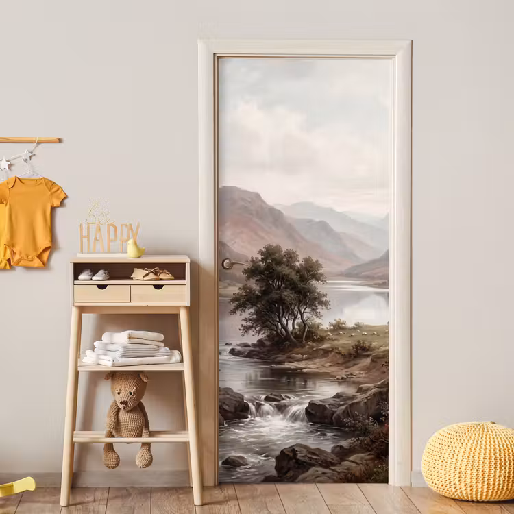 Berglandschap - Meer - Bergen - Vallei - Klassiek deurposter klein -sfeer4