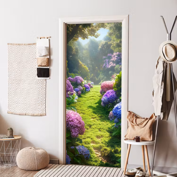 Natuur - Hortensia - Bloemen - Groen deurposter klein -sfeer6