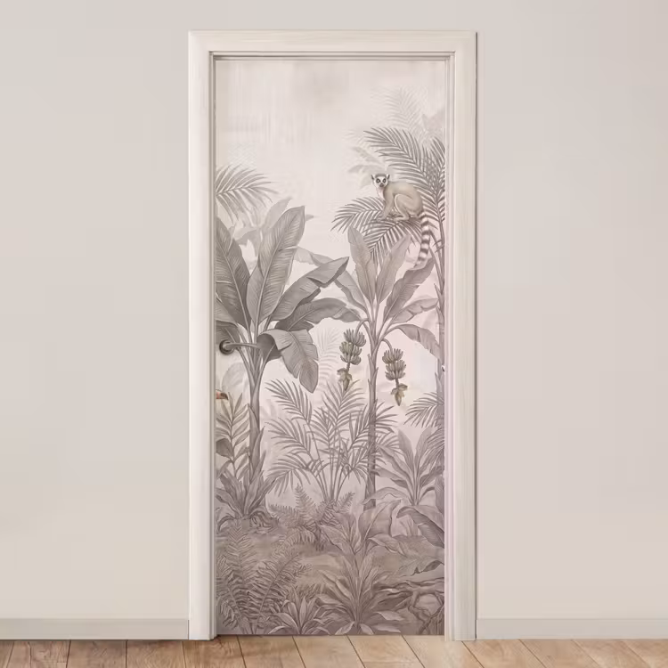 Natuur - Jungle - Ringstaartmaki - Bruin deurposter klein -3d_beige
