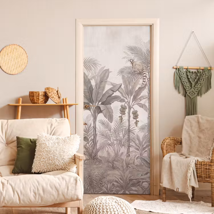 Natuur - Jungle - Ringstaartmaki - Bruin deurposter klein -sfeer2