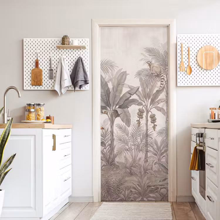 Natuur - Jungle - Ringstaartmaki - Bruin deurposter klein -sfeer5
