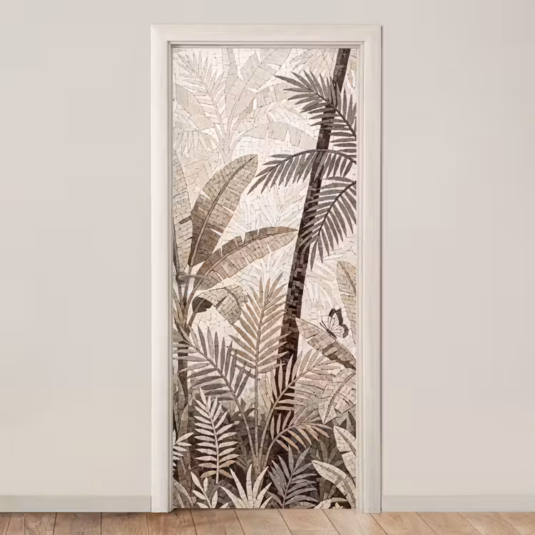 Natuur - Bladeren - Landschap - Mozaïek - Beige deurposter klein -3d_beige