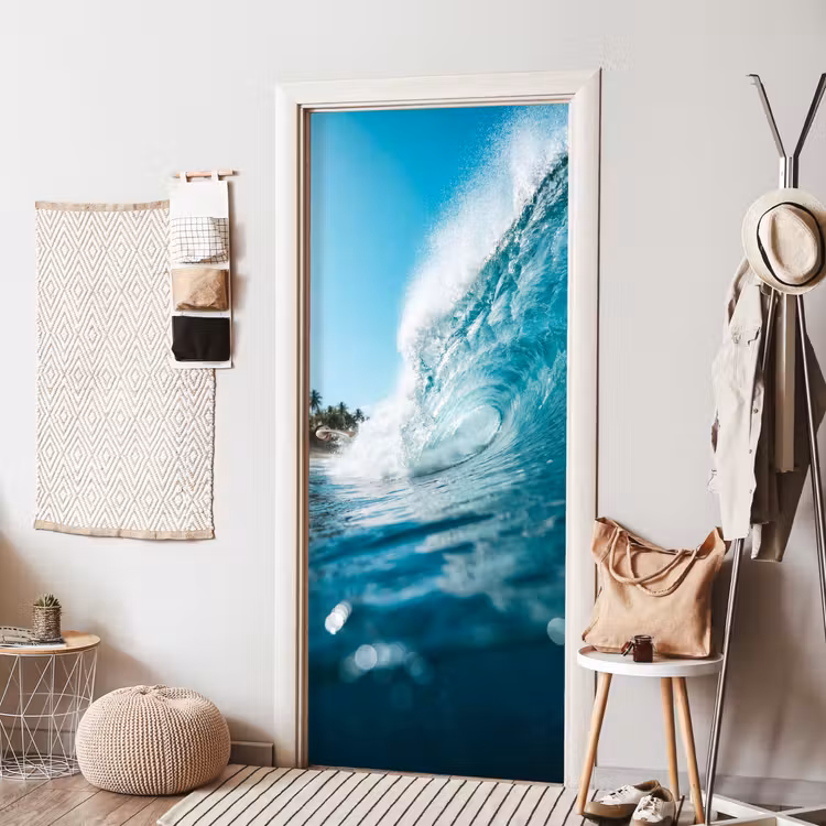 Oceaan - Golf - Strand - Natuur - Blauw deurposter klein -sfeer6