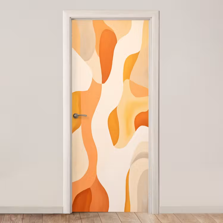 Oranje - Abstract - Kunst deurposter klein -3d_beige