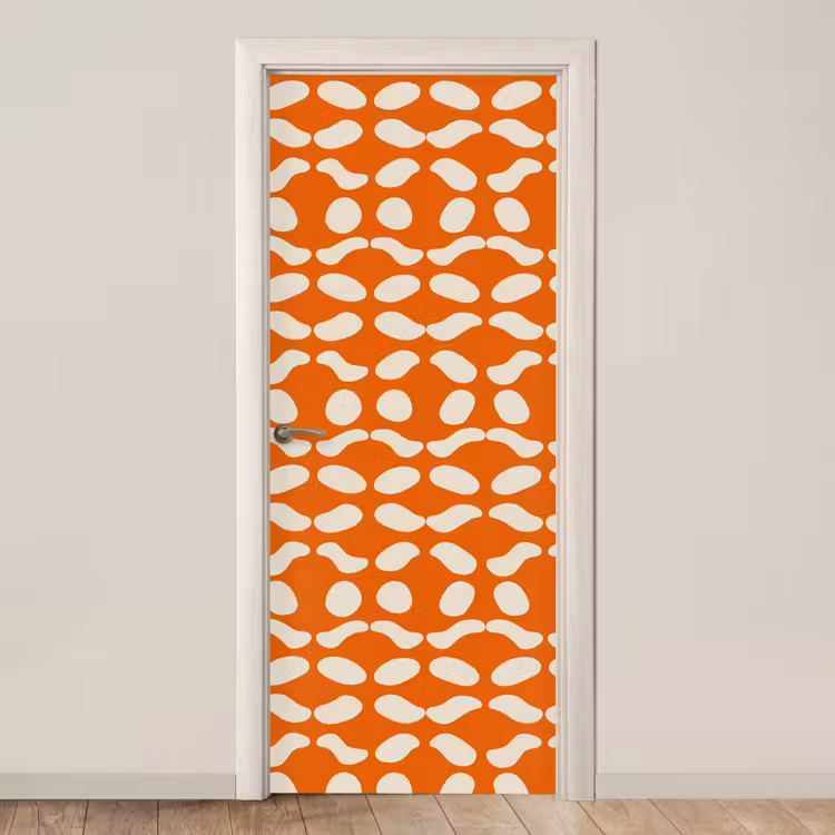 Oranje - Organische vormen - Wit deurposter klein 289 -3d_beige