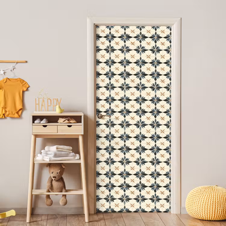 Sierlijk - Ornament - Blauw deurposter klein 289 -sfeer4