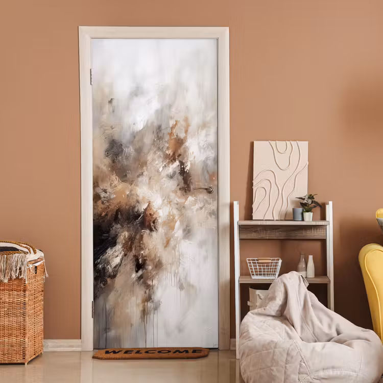 Verf - Abstract - Beige - Kunst deurposter klein -sfeer1