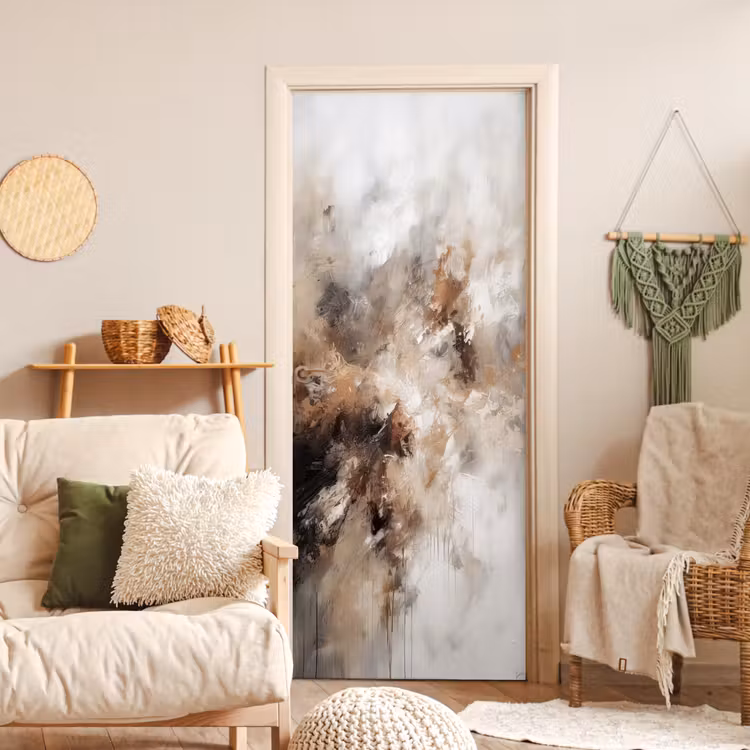 Verf - Abstract - Beige - Kunst deurposter klein -sfeer2