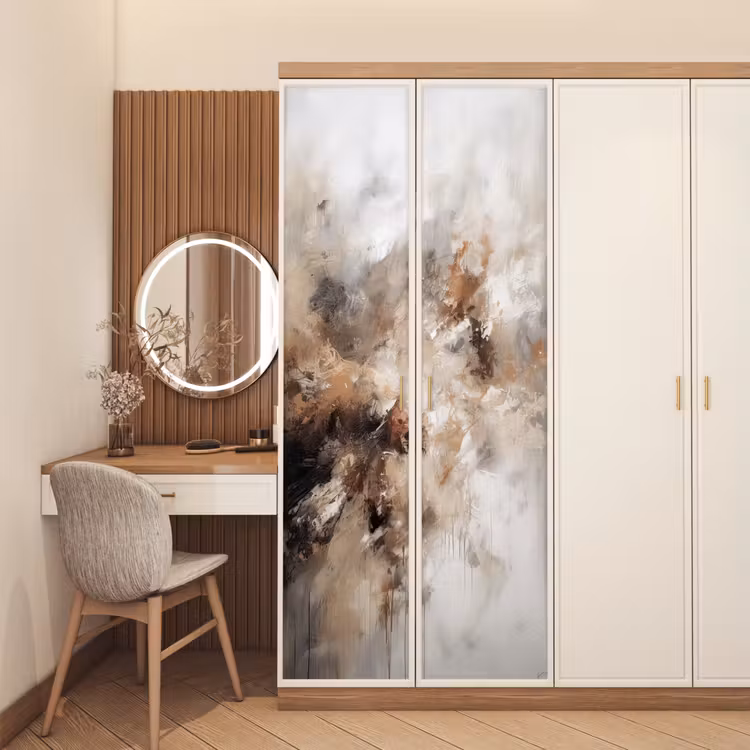 Verf - Abstract - Beige - Kunst deurposter klein -sfeer3