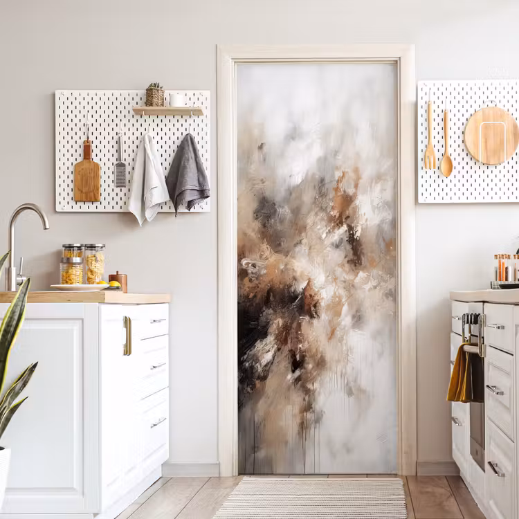 Verf - Abstract - Beige - Kunst deurposter klein -sfeer5