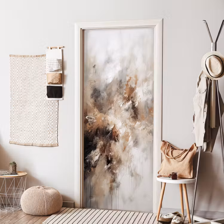 Verf - Abstract - Beige - Kunst deurposter klein -sfeer6