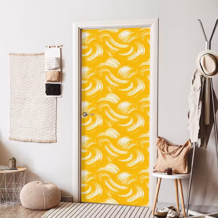 Verfstreken - Abstract - Dynamisch - Geel deurposter klein 289 -sfeer6