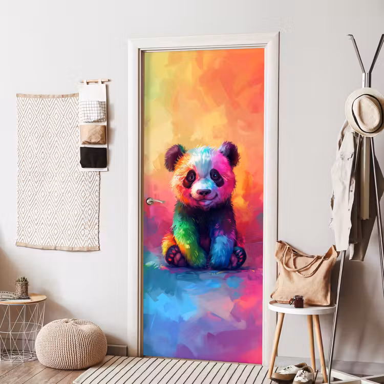 Panda - Dieren - Kleurrijk - Neon deurposter klein -sfeer6