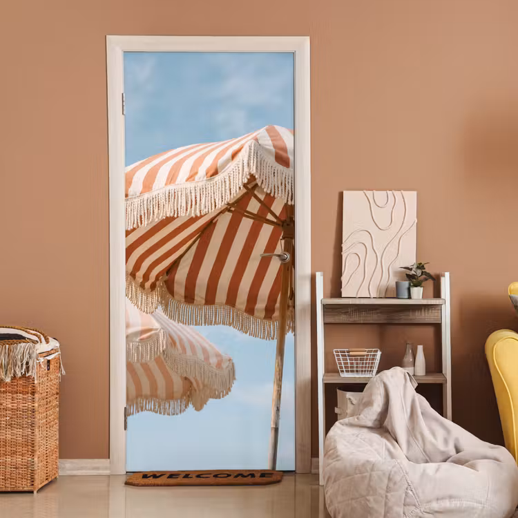 Parasol - Lucht - Rood deurposter klein -sfeer1