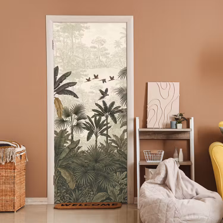Papagaaien - Jungle - Tropisch - Green deurposter klein -sfeer1