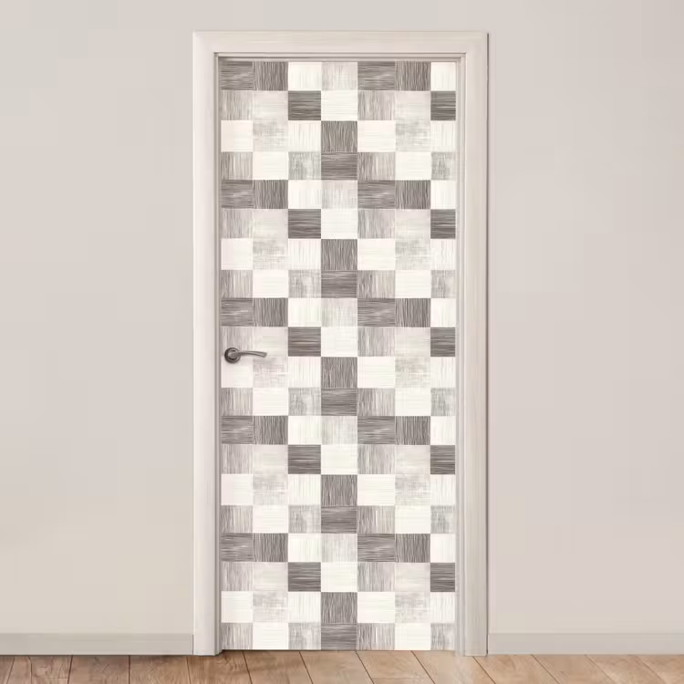 Patroon - Dambord - Houtnerf deurposter klein 289 -3d_beige