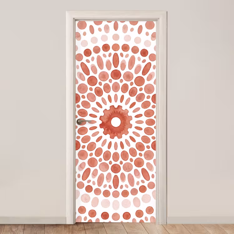 Patroon - Cirkels - Abstract - Modern - Rood deurposter klein -3d_beige