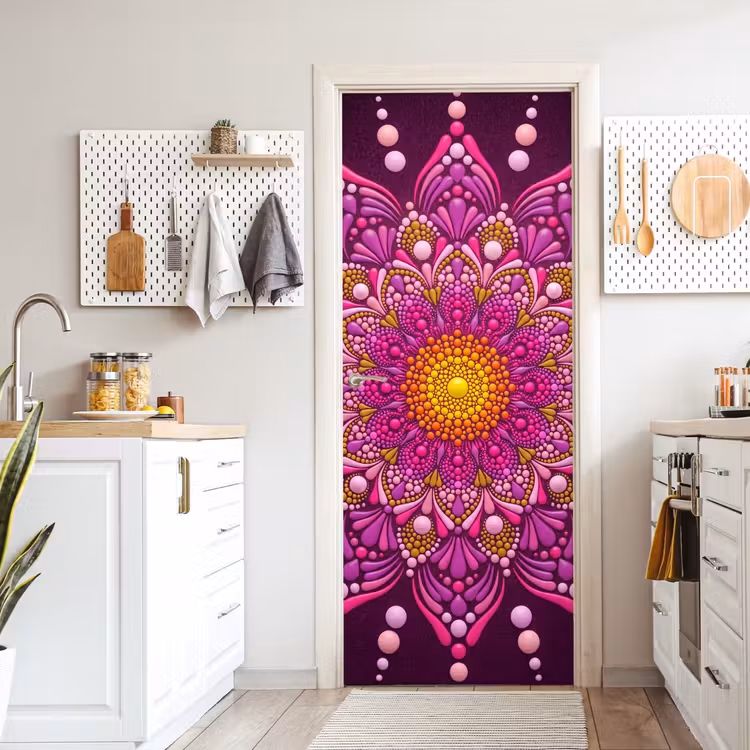 Patroon - Stippen - Abstract - Kleurrijk deurposter klein -sfeer5