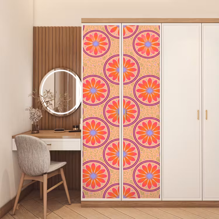 Patroon - Bloemen - Decoratief - Kleurrijk - Modern deurposter klein -sfeer3