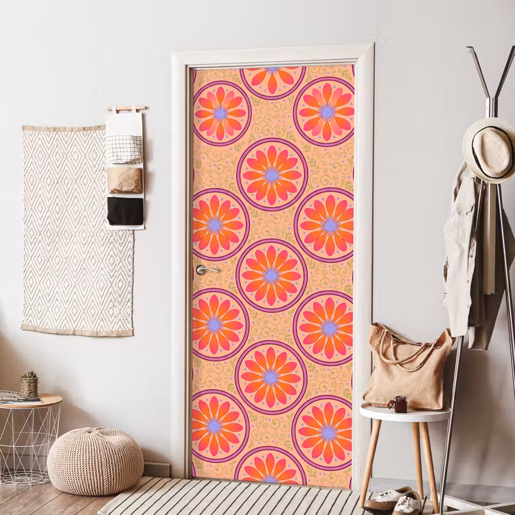 Patroon - Bloemen - Decoratief - Kleurrijk - Modern deurposter klein -sfeer6