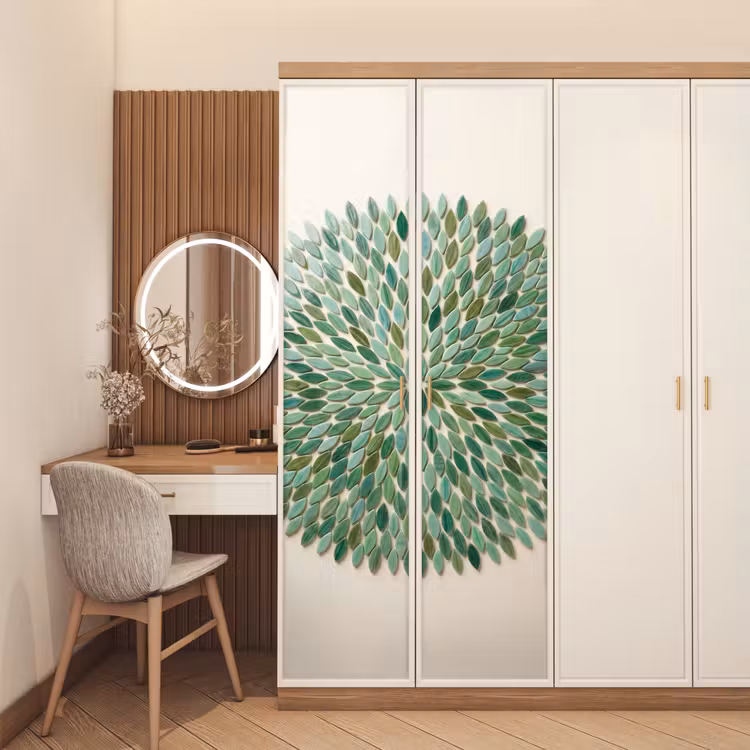 Patroon - Blad - Groen - Abstract deurposter klein -sfeer3