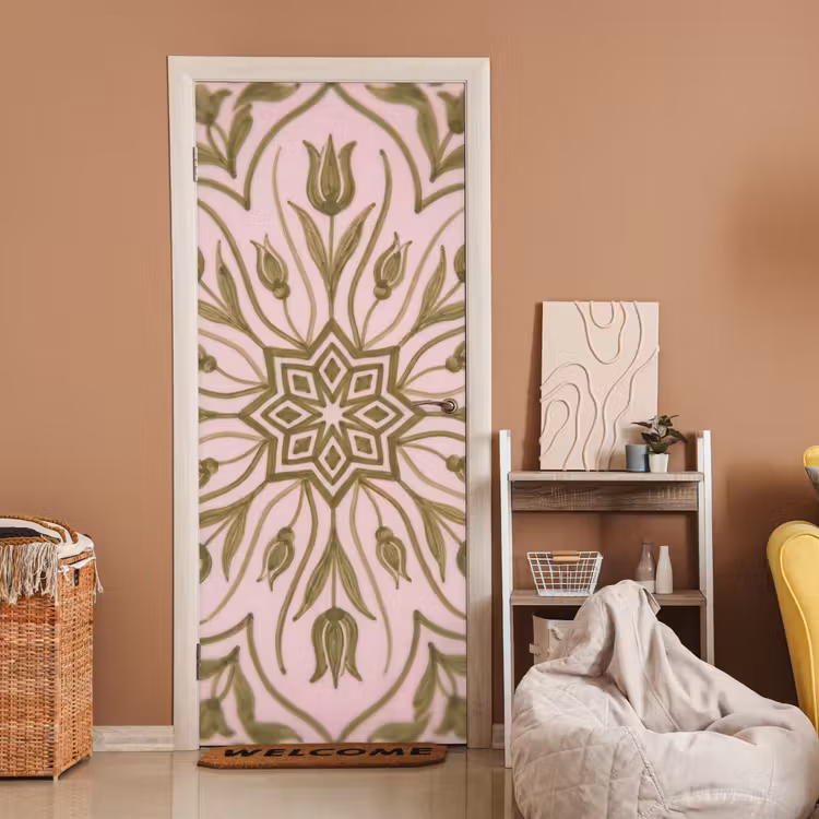 Patroon - Mandala - Decoratie - Abstract - Groen deurposter klein -sfeer1
