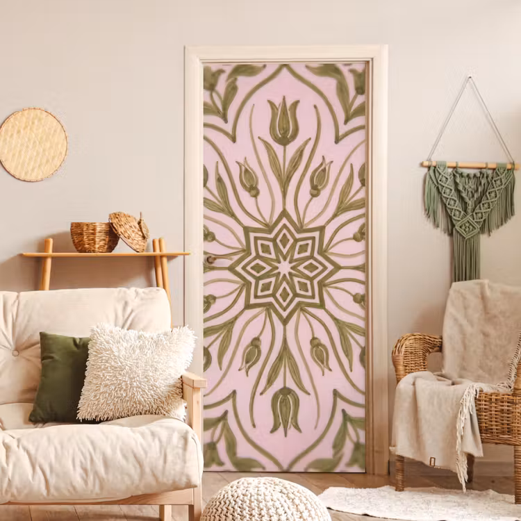 Patroon - Mandala - Decoratie - Abstract - Groen deurposter klein -sfeer2