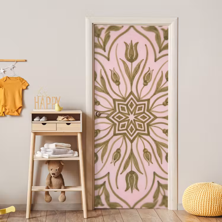 Patroon - Mandala - Decoratie - Abstract - Groen deurposter klein -sfeer4