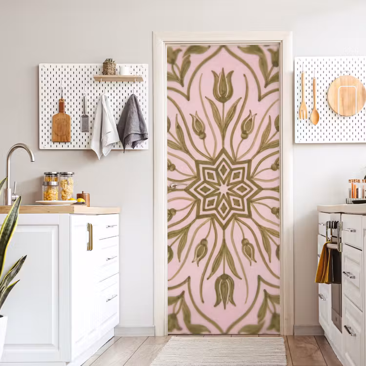 Patroon - Mandala - Decoratie - Abstract - Groen deurposter klein -sfeer5