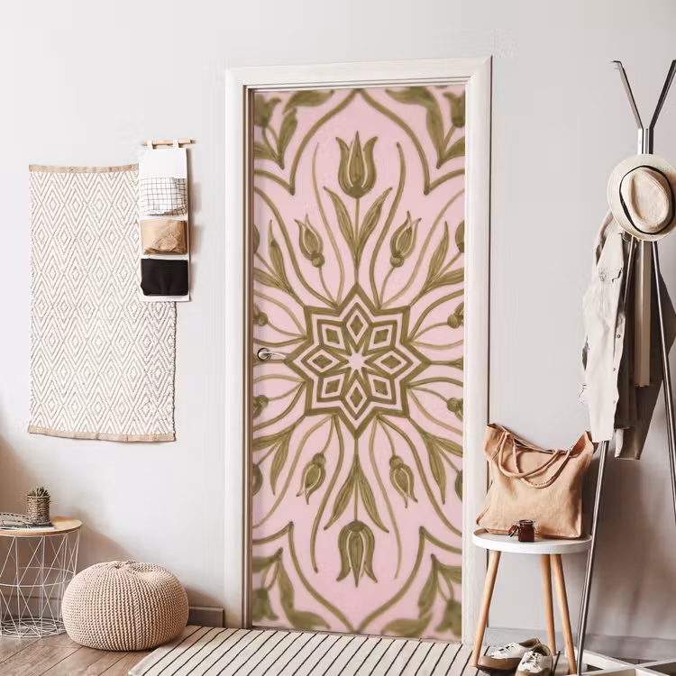Patroon - Mandala - Decoratie - Abstract - Groen deurposter klein -sfeer6