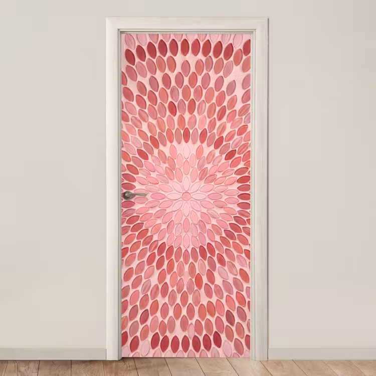 Patroon - Mozaïek - Ovaal - Abstract - Roze deurposter klein -3d_beige