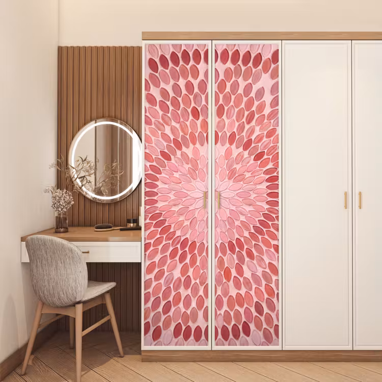 Patroon - Mozaïek - Ovaal - Abstract - Roze deurposter klein -sfeer3