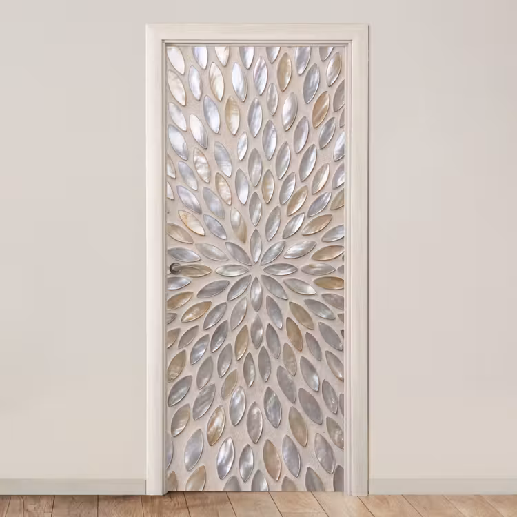 Patroon - Ovaal - Glanzend - Abstract - Beige deurposter klein -3d_beige