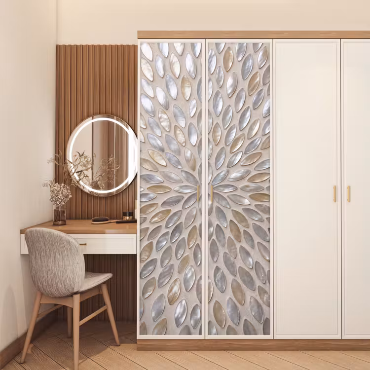Patroon - Ovaal - Glanzend - Abstract - Beige deurposter klein -sfeer3