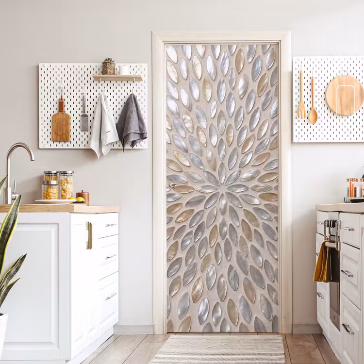 Patroon - Ovaal - Glanzend - Abstract - Beige deurposter klein -sfeer5