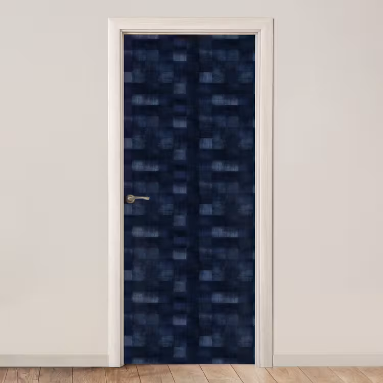 Patroon - Ruit - Marineblauw deurposter klein 289 -3d_beige