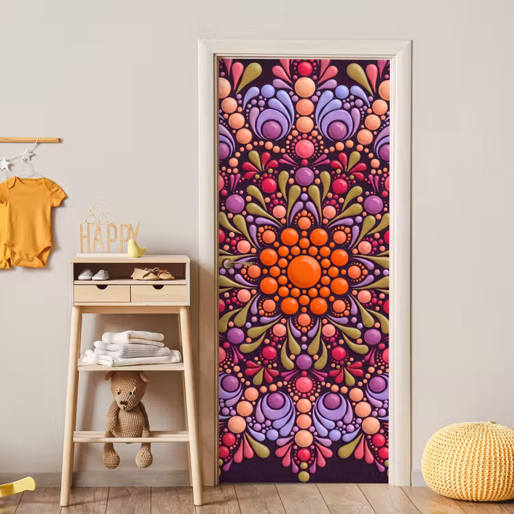 Patroon - Stippen - Abstract - Modern - Kleurrijk deurposter klein -sfeer4