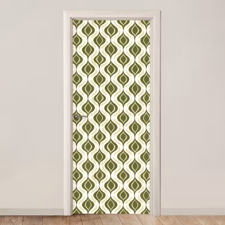 Patroon - Retro - Groen deurposter klein 289 -3d_beige
