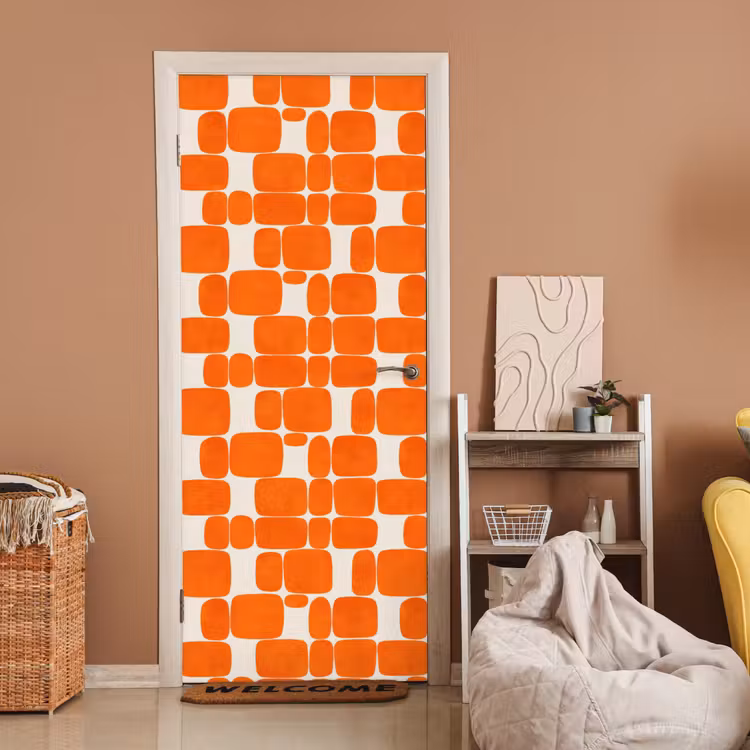 Patroon - Retro - Oranje deurposter klein 289 -sfeer1
