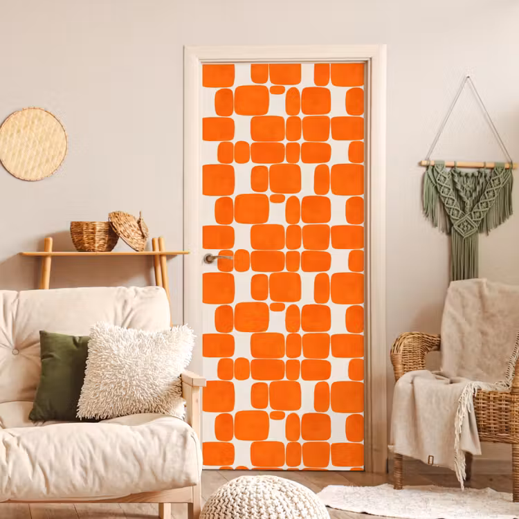 Patroon - Retro - Oranje deurposter klein 289 -sfeer2