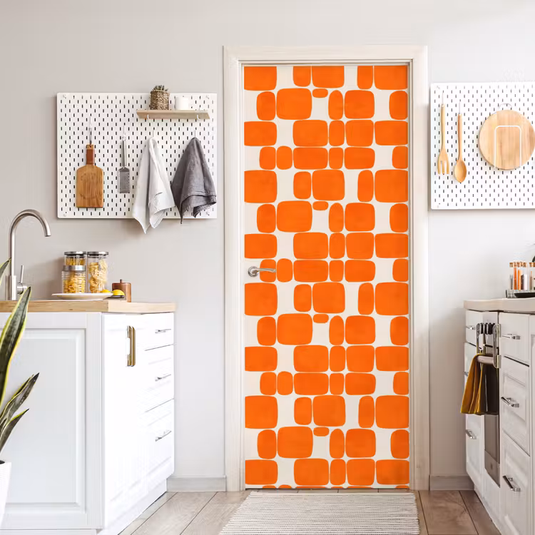 Patroon - Retro - Oranje deurposter klein 289 -sfeer5