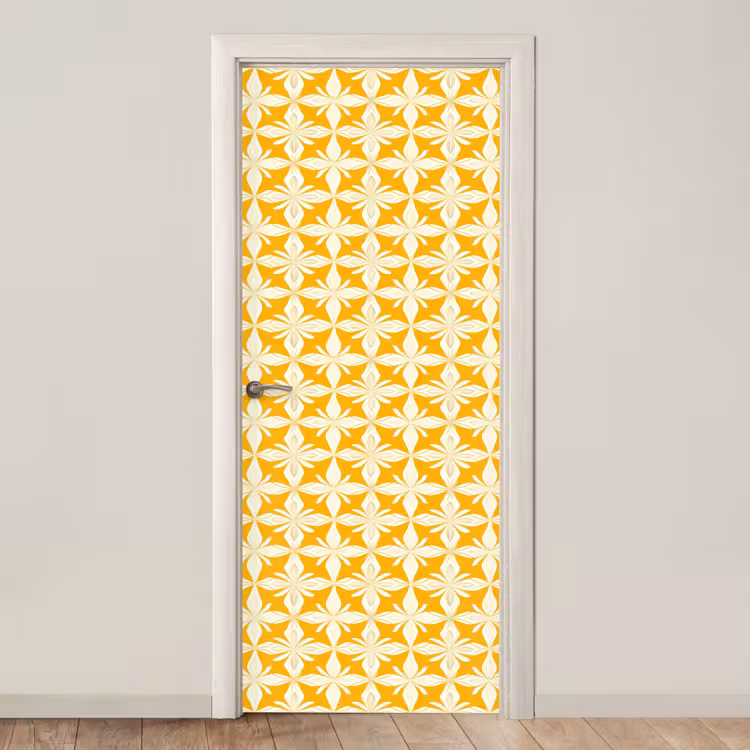 Patroon - Retro - Geel deurposter klein 289 -3d_beige