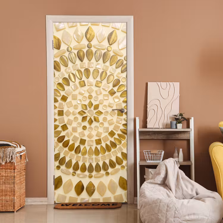 Patroon - Vormen - Mozaïek - Abstract - Goud deurposter klein -sfeer1