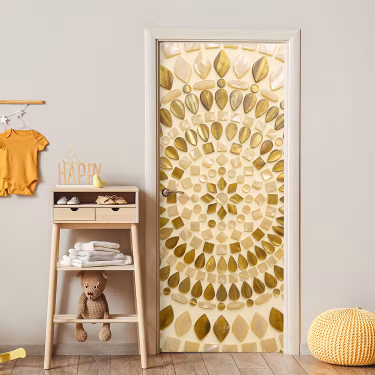 Patroon - Vormen - Mozaïek - Abstract - Goud deurposter klein -sfeer4