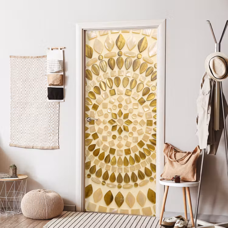 Patroon - Vormen - Mozaïek - Abstract - Goud deurposter klein -sfeer6