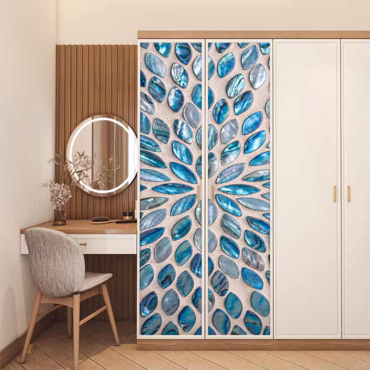 Patroon - Glans - Abstract - Blauw - Decoratie deurposter klein -sfeer3